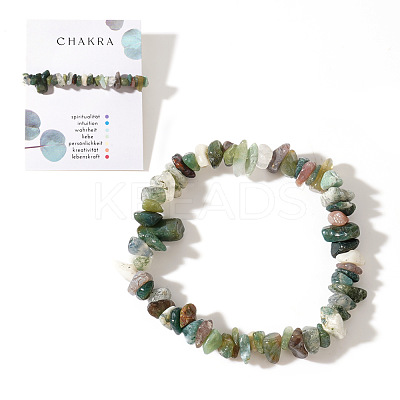 Natural Indian Agate Chips Bead Stretch Bracelets for Women Men CI5318-12-1