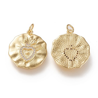 Brass Micro Pave Clear Cubic Zirconia Pendants ZIRC-K086-20G-1