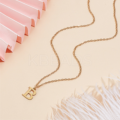 304 Stainless Steel Letter Pendant Necklaces NJEW-LP0001-53B-G-1