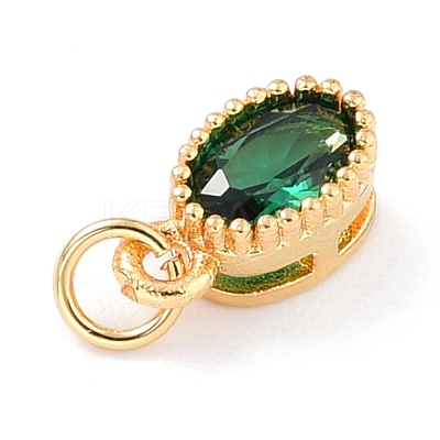 Real 18K Gold Plated Brass Inlaid Cubic Zirconia Charms ZIRC-L100-079G-05-1