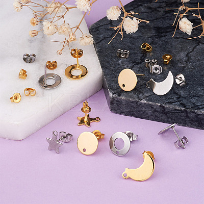 304 Stainless Steel Stud Earring Findings STAS-YS0001-08-1
