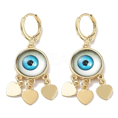 Real 18K Gold Plated Brass Heart Chandelier Earrings EJEW-L269-048G-03-1
