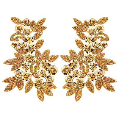 Flower Paillette Glass Seed Beaded Embroidery Cloth Sew on Appliques PATC-WH0008-127-1