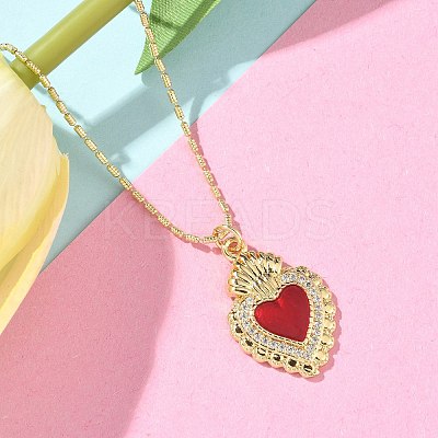 Brass Micro Pave Clear Cubic Zirconia Scared Heart Pendant Necklaces NJEW-D306-05G-1