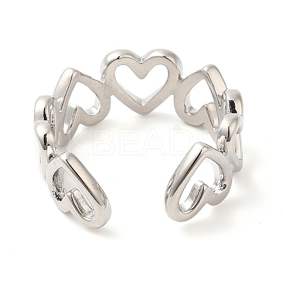 Rack Plating Brass Open Cuff Ring  for Women RJEW-Q770-30P-1