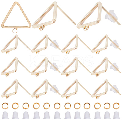 16Pcs Hollow Triangle Brass Stud Earring Findings DIY-CN0002-68-1