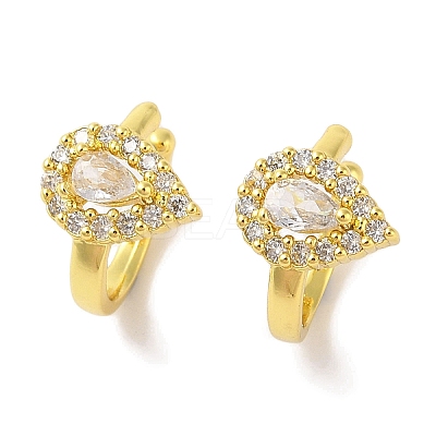 Teardrop Brass Cuff Earrings EJEW-I305-61G-1