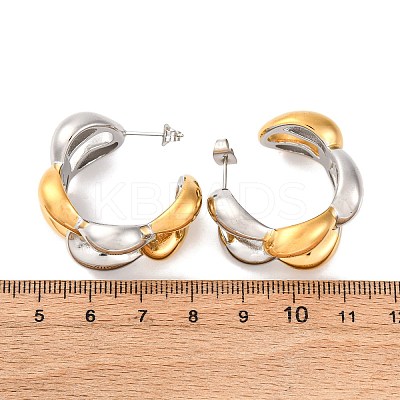 304 Stainless Steel Two Tone Stud Earrings EJEW-A136-01B-GP-1