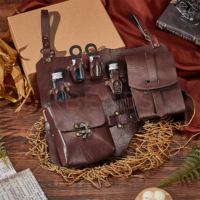 Retro PU Leather Magic Potions Belt Pouch Waist Bags AJEW-WH0270-362-1