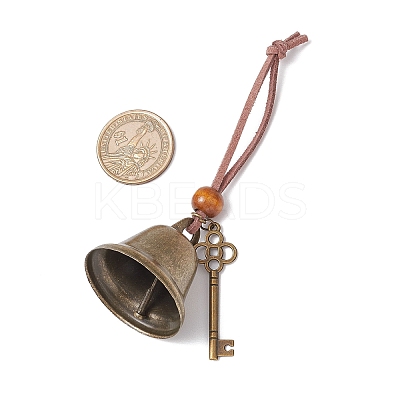 Iron Bell & Tibetan Style Alloy Key Pendant Decorations HJEW-JM03367-1