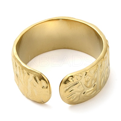 304 Stainless Steel Textured Open Cuff Ring for Women RJEW-I098-26G-1