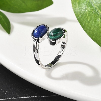 Natural Malachite & Lapis Lazuli Finger Rings RJEW-A068-02P-01-1