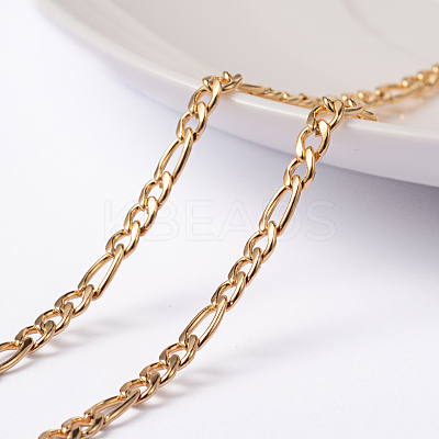 3.28 Feet Ion Plating(IP) 304 Stainless Steel Figaro Chains X-CHS-L014-05G-1