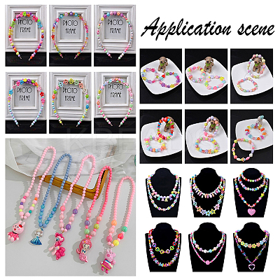 240g 6 Colors Acrylic Large Hole Beads Candy Color Flat Round/Disc SACR-CA0001-09-1