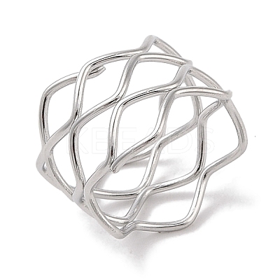Non-Tarnish 304 Stainless Steel Wave Finger Rings for Women RJEW-G315-07D-P-1
