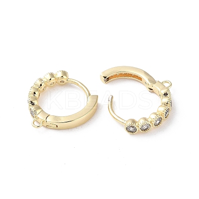 Brass Micro Pave Cubic Zirconia Hoop Earring Findings KK-P257-04G-1