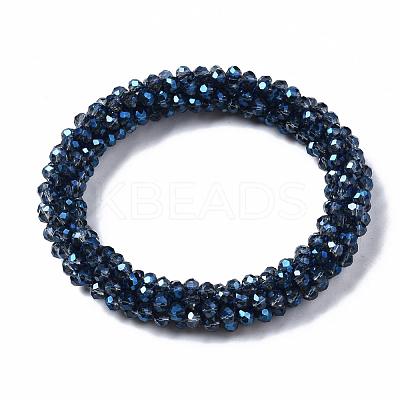 Faceted Transparent Glass Beads Stretch Bracelets BJEW-S144-002B-01-1