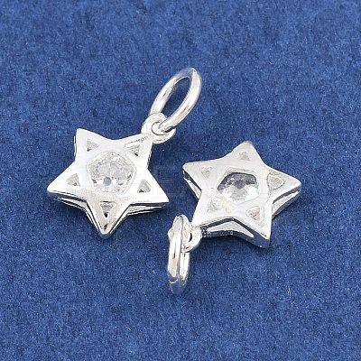 925 Sterling Silver Pave Clear Cubic Zirconia Charms STER-A049-08C-S-1
