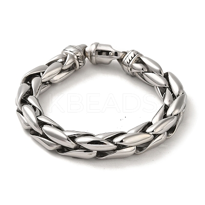 Non-Tarnish 304 Stainless Steel Chunk Wheat Chain Bracelets for Women Men BJEW-Q341-08P-1