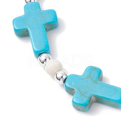 2Pcs 2 Colors Synthetic Turquoise & Non-magnetic Hematite Beaded Bracelets for Women BJEW-JB12222-1