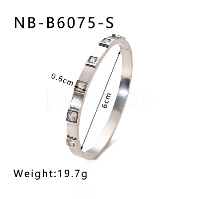304 Stainless Steel Pave Cubic Zirconia Bangles FS-WG09E60-09-1