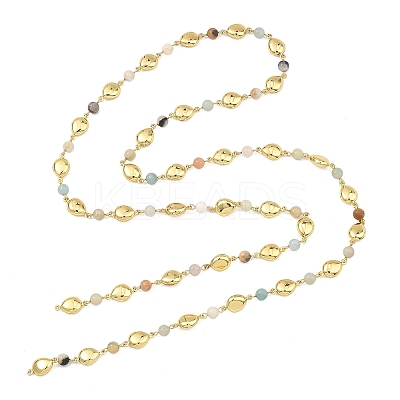 3Pcs 3 Styles Ocean Synthetic Turquoise & Natural Flower Amazonite & Synthetic Turquoise & 304 Stainless Steel Teardrop Handmade Beads Chains AJEW-JB01655-02-1
