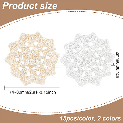 30Pcs 2 Colors Flower Handmade Crochet Cotton Lace Ornament Accessories AJEW-FG0003-74-1