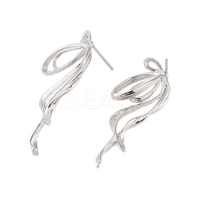 Brass Stud Earrings Findings EJEW-B063-01P-1