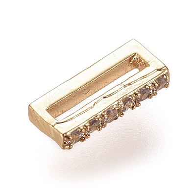 Golden Plated Brass Micro Pave Cubic Zirconia Slide Charms ZIRC-L075-61I-G-1