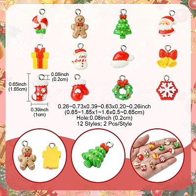 24Pcs 12 Styles Christmas Theme Opaque Resin Pendants RESI-FS0001-86A-1