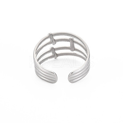 Non-Tarnish 304 Stainless Steel 4 Line Open Cuff Ring for Women RJEW-S405-158P-1