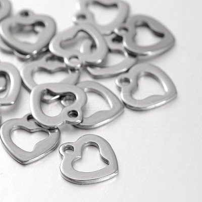 Tarnish Resistant 304 Stainless Steel Open Heart Charms STAS-N059-38-1