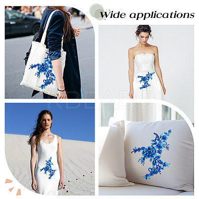 Flower Polyester Embroidery Sew on Appliques PATC-WH0020-33E-1