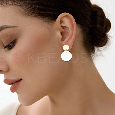 20Pcs Flat Round Brass Stud Earring Findings KK-BBC0028-24-1