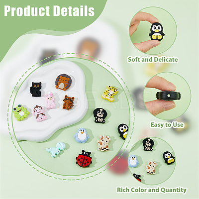 13Pcs 13 Style Ainmals Silicone Focal Beads SIL-DC0001-40-1