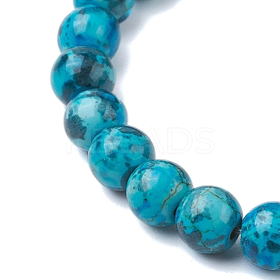 Round Dyed Synthetic Turquoise Beads Stretch Bracelets BJEW-JB10609-1