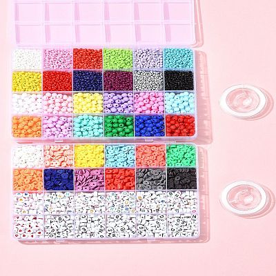 DIY Glass & Acrylic & Polymer Clay Beads Bracelets Making Kits DIY-FS0007-93-1