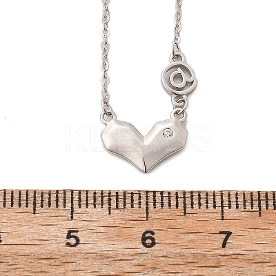 925 Sterling Silver Pave Clear Cubic Zirconia Heart Pendant Necklaces for Women NJEW-D315-04P-1