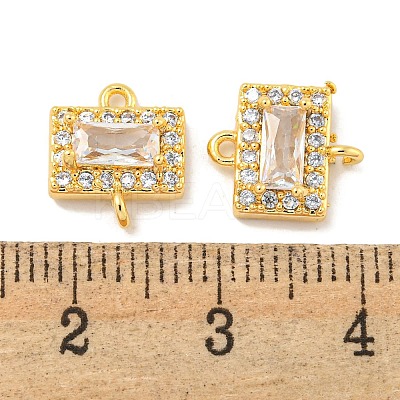 Brass Pave Clear Cubic Zirconia Connector Charms KK-P275-44G-1