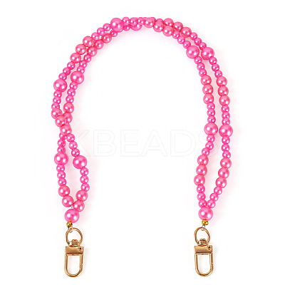 ABS Plastic Imitation Pearl Bead Chains Bag Extender Chains HJEW-TAC0090-1
