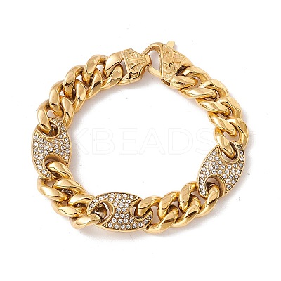 Crystal Rhinestone Oval Link Chains Bracelet BJEW-E107-05G-02-1
