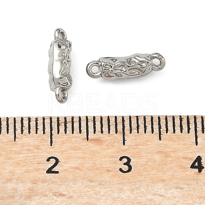 304 Stainless Steel Textured Rectangle Links Connector Charms STAS-D211-01B-P-1