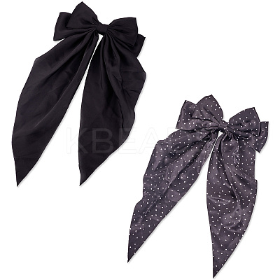 2Pcs 2 Style Polyester/Cloth Bowkont Hair Barrettes for Women Girls DIY-TA0011-57-1
