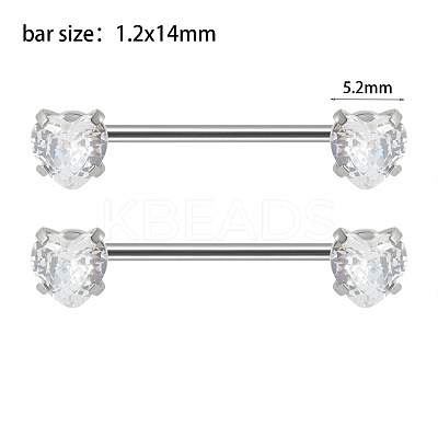 304 Stainless Steel Clear Cubic Zirconia Nipple Rings WG434B5-02-1