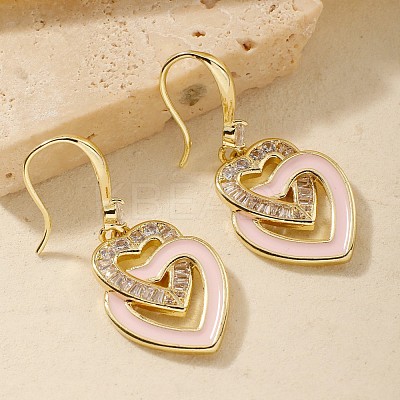 Elegant Fashion Double Heart Brass Dangle Earrings OA6431-2-1