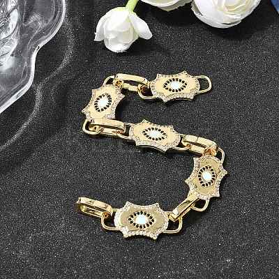 Brass Micro Pave Cubic Zirconia Link Chain Bracelets for Women BJEW-H639-13G-1