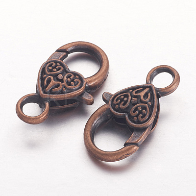Tibetan Style Heart Lobster Claw Clasps X-K08Y0061-1
