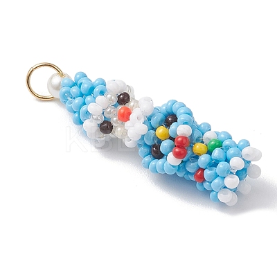 Easter Glass Seed Beaded Dwarf Pendants PALLOY-MZ01037-03-1