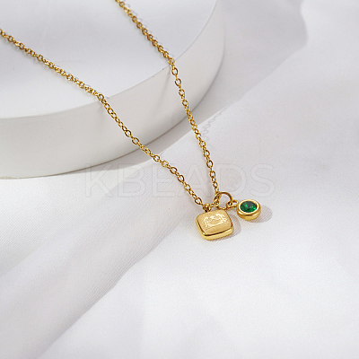 Simple Stainless Steel Square Pendant Necklaces for Women's Daily Wear QS9194-2-1