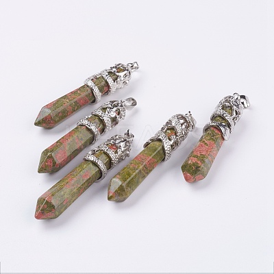 Natural Unakite Big Pointed Pendants G-G738-A-36-1